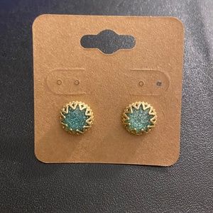 Green Druzy with Gold Detail